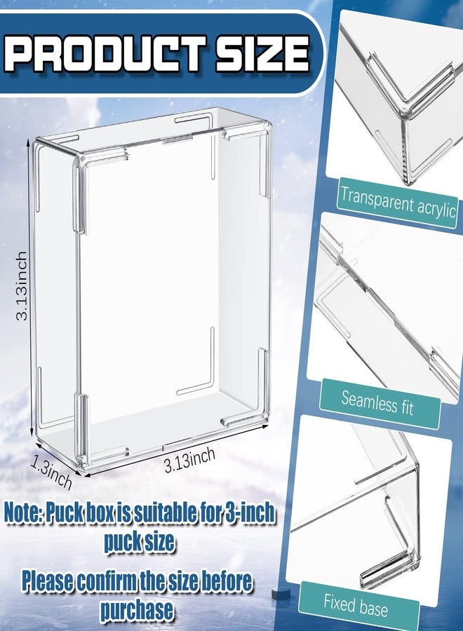 Marsui 48 Pcs Hockey Puck Display Case Cube Acrylic Square Hockey Puck Holder Snap Design Plastic Holder for Displaying, Clear, 3.13 x 3.13 x 1.3 Inches - Image 2